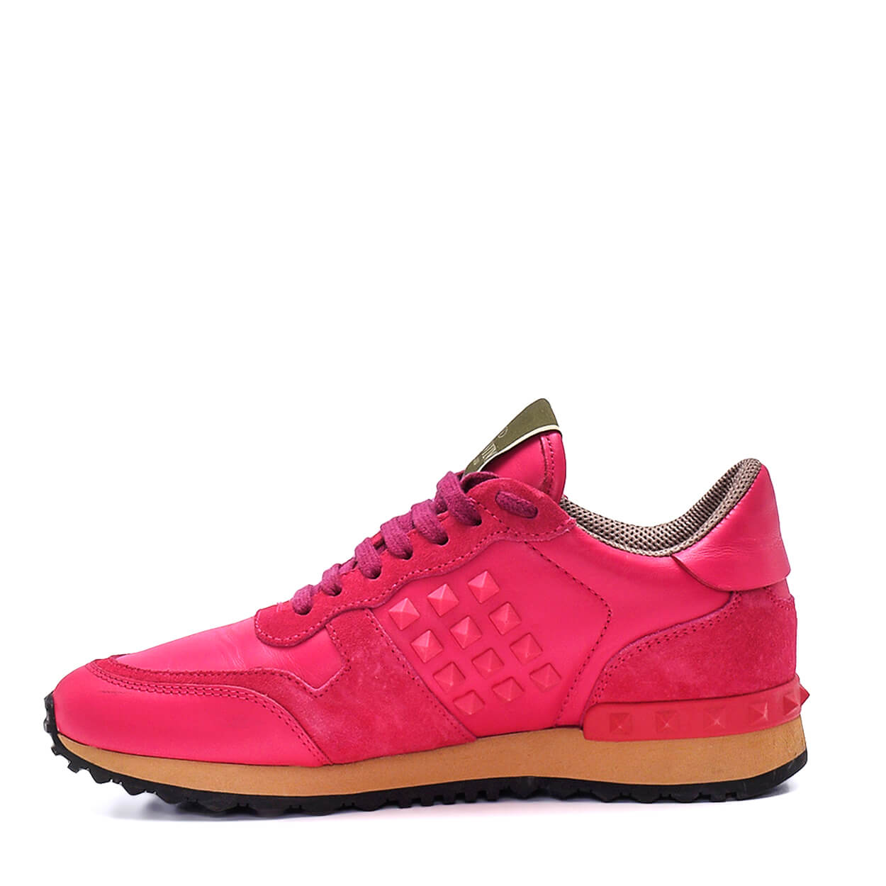 VALENTINO - Pink Leather & Suede Rockrunner Sneakers